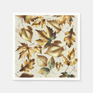 Gouden Bladeren Amandel Beige Glam Herfst Bruiloft Servet