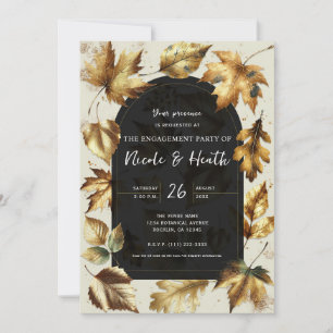 Gouden Bladeren Amandel Beige & Zwarte Herfst Verl Kaart