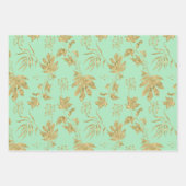 Gouden Bladeren Blauw Groen Bruids Bruiloft Inpakpapier Vel (Voorkant 3)