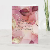 Gouden Bladeren Bourgondië Blush Roze Bruiloft Kaart (Voorkant)