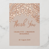 Gouden bladeren bruiloft dank u folie uitnodiging (Voorkant)