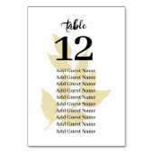 Gouden bladeren Bruiloft Tafel Aantal Zitkaarten Kaart (Achterkant)