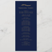 Gouden bladeren | Elegante Navy Blue Gold bruiloft Programma (Achterkant)