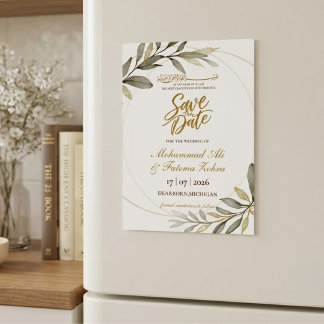 Gouden Bladeren Elegantie Moslim Bruiloft SAVE THE