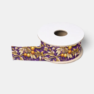 Gouden bladeren en granaatappels Paarse Grosgrain Lint