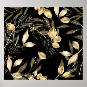 Gouden bladeren: exotische botanische naadloos poster
