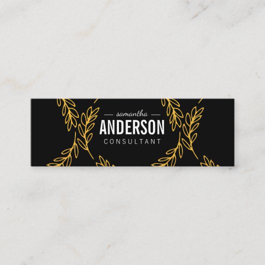 Gouden Bladeren / Gemengde Lettertypen Mini Visitekaartje (Voorkant)