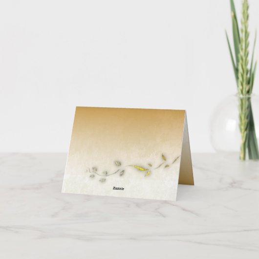 Gouden bladeren gevouwen bedankkaart (Achterkant)