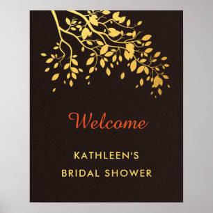 Gouden Bladeren Herfst Bruidsdouche Welkomstposter Poster