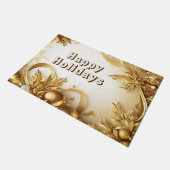 Gouden bladeren Kerstmis vakantie deurmat (Schuin)