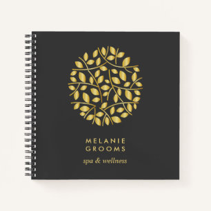 Gouden Bladeren Logo Gepersonaliseerd Monogram Notitieboek