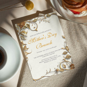 Gouden bladeren Moederdag Brunch Kaart