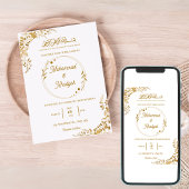 Gouden bladeren  moslimbruiloft Nikah Walima Kaart