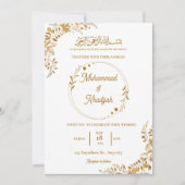 Gouden bladeren  moslimbruiloft Nikah Walima Kaart (Voorkant)