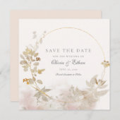 Gouden bladeren op Goud Lijst Save the Date (Voorkant / Achterkant)