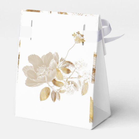 Gouden bladeren op gouden Lijst bruiloft Bedankdoosjes (Achterkant)