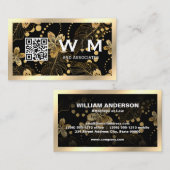 Gouden Bladeren Patroon | QR Code Visitekaartje (Voorkant / Achterkant)