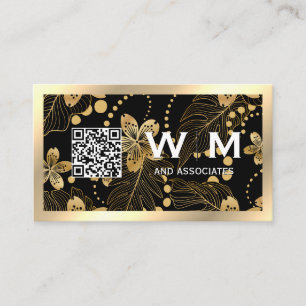 Gouden Bladeren Patroon QR Code Visitekaartje