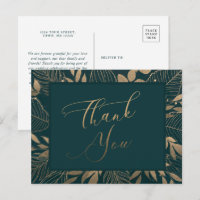 Gouden bladeren rand dank u briefkaart