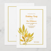 Gouden Bladeren Verjaardagsfeestje Kaart (Voorkant / Achterkant)
