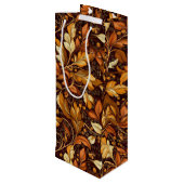 Gouden bladeren  wijn cadeautas (Achterkant Gekanteld)