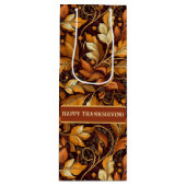 Gouden bladeren  wijn cadeautas (Voorkant)