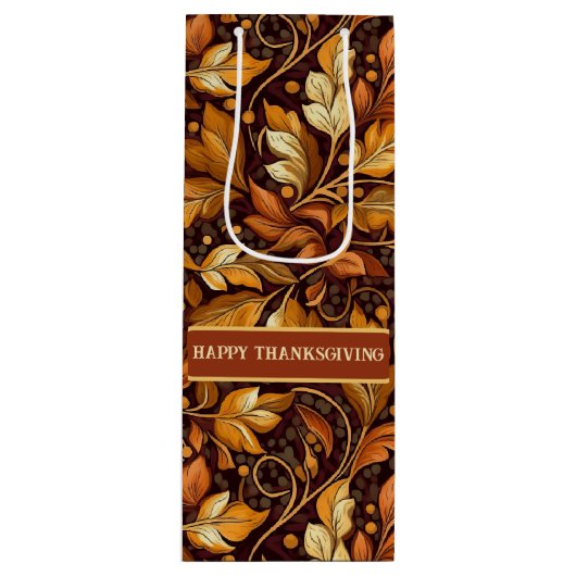 Gouden bladeren  wijn cadeautas (Voorkant)