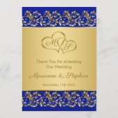 Gouden bladwervels op blauw Menu Kaart (Achterkant)