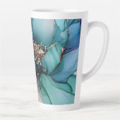 Gouden Blauwe Aqua Paarse Bloem Bruiloft Feest Latte Mok (Rechts)