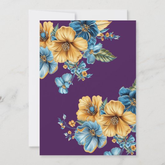 Gouden Blauwe Bloemen 25ste huwelijksverjaardag Kaart (Achterkant)