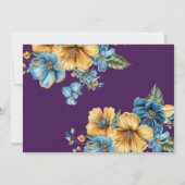 Gouden Blauwe Bloemen 25ste huwelijksverjaardag Kaart (Achterkant)