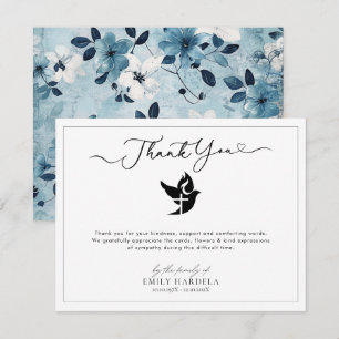 Gouden Blauwe Bloemen Begrafenis Dankjewel Kaart