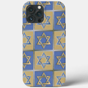 Gouden Blauwe Davidster Kunstpanelen Case-Mate iPh iPhone 13 Pro Max Hoesje
