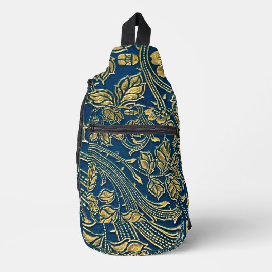 Gouden Blauwe Elegantie Sling Bag (Voorkant)