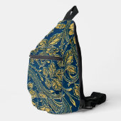 Gouden Blauwe Elegantie Sling Bag (Rechterhoek)