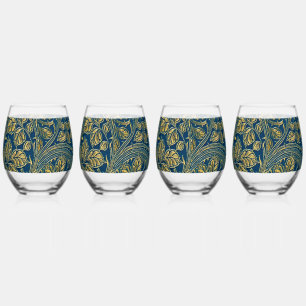 Gouden Blauwe Elegantie Wijnglas Zonder Voet