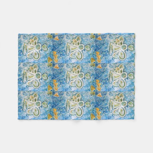 Gouden Blauwe Engel Custom Zachte Fleece Deken (Voorkant (Horizontaal))