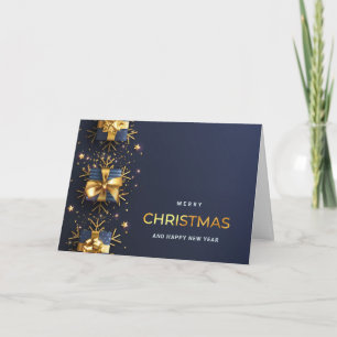 Gouden Blauwe Kerst Ornament Bedrijfs Groet Feestdagen Kaart