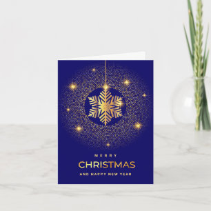 Gouden Blauwe Kerst Ornament Bedrijfs Groet Feestdagen Kaart