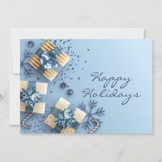 Gouden Blauwe Kerstavond Feestdagenkaart (Voorkant)