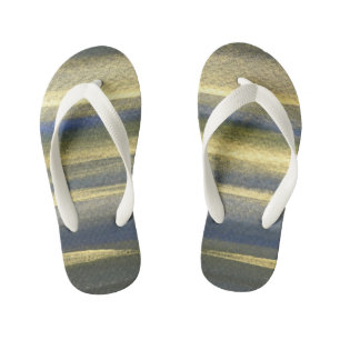 Gouden Blauwe Lijnen Aangepaste Flip Flops, Kinder Teenslippers