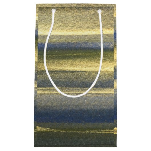 Gouden Blauwe Lijnen Custom Gift Bag - Klein, Glan Klein Cadeauzakje (Voorkant)