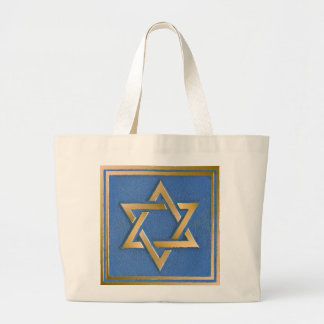 Gouden Blauwe Ster van David Art Panel Grote Tote Bag