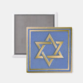 Gouden Blauwe Ster van David Art Panel Magneet (Voorkant / Achterkant)
