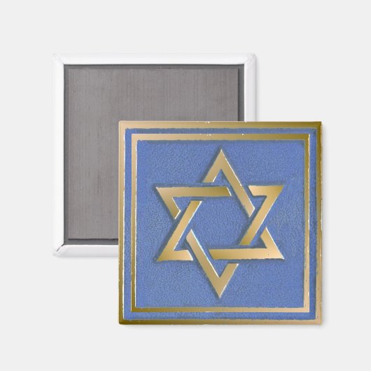 Gouden Blauwe Ster van David Art Panel Magneet (Voorkant / Achterkant)