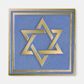 Gouden Blauwe Ster van David Art Panel Magneet (Voorkant)