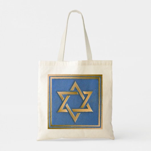 Gouden Blauwe Ster van David Art Panel Tote Bag (Achterkant)