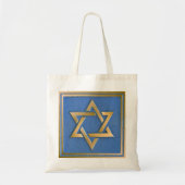 Gouden Blauwe Ster van David Art Panel Tote Bag (Voorkant)