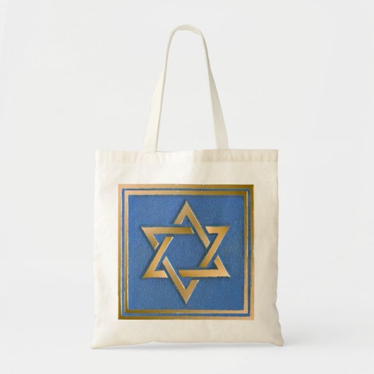 Gouden Blauwe Ster van David Art Panel Tote Bag (Voorkant)