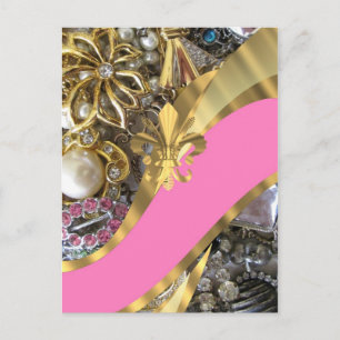 Gouden bling fleur de lys briefkaart